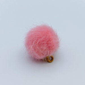 Pompom bedel roze 17mm